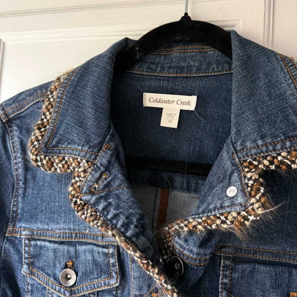 Coldwater Creek Denim Jacket with Tweed Trim - Picture 3 of 6